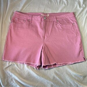 Seven7 Weekend Shorts Pink Women Sz 16 Frayed Hem Denim NEWw/oTag Think Summer